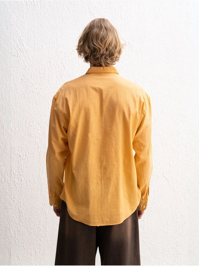 Camisa oversized de algodão com botões giesto Laranja-mandarina - Kiabi