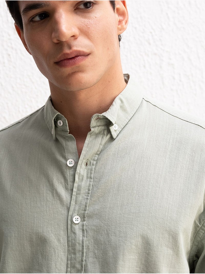 Camisa oversized de algodão com botões giesto Verde menta - Kiabi