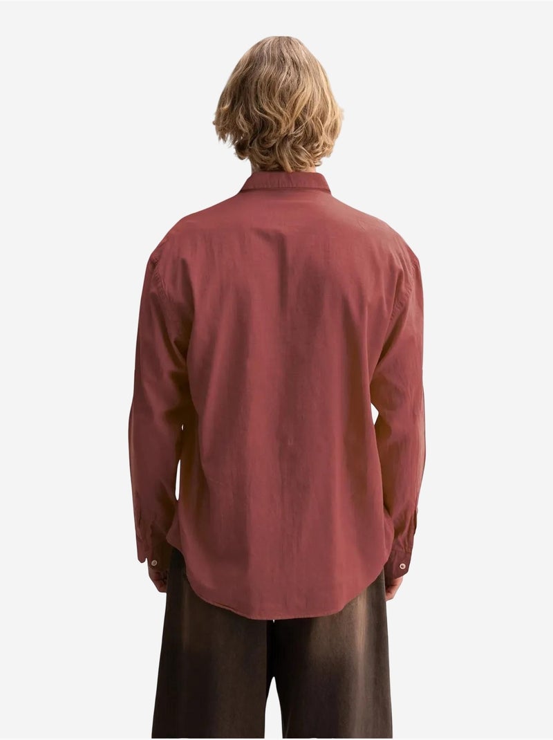Camisa oversized de algodão com botões giesto Vermelho bordô - Kiabi