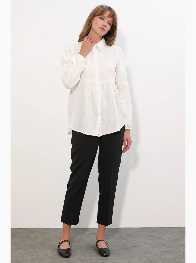 Camisa oversized de algodão de manga comprida bdart Branco sujo - Kiabi