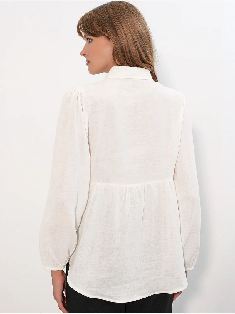 Camisa oversized de algodão de manga comprida bdart Branco sujo - Kiabi