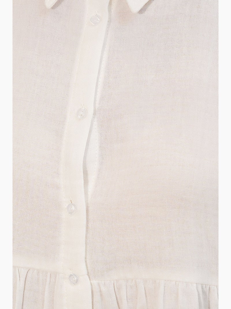 Camisa oversized de algodão de manga comprida bdart Branco sujo - Kiabi