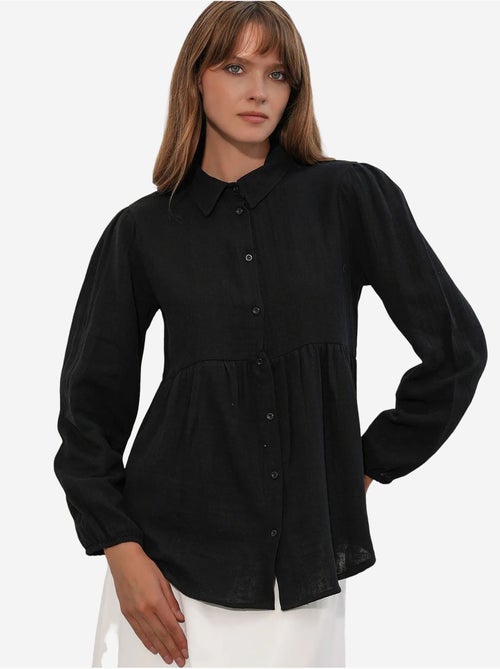Camisa oversized de algodão de manga comprida bdart - Kiabi Camisa oversized de algodão de manga comprida bdart - Kiabi