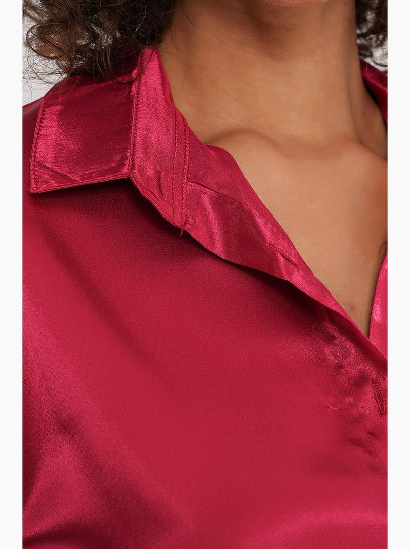 Camisa oversized de cetim com botões à frente bdart Magenta - Kiabi