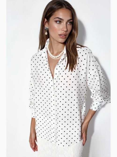 Camisa oversized de crepe com bolinhas bdart - Kiabi Camisa oversized de crepe com bolinhas bdart - Kiabi
