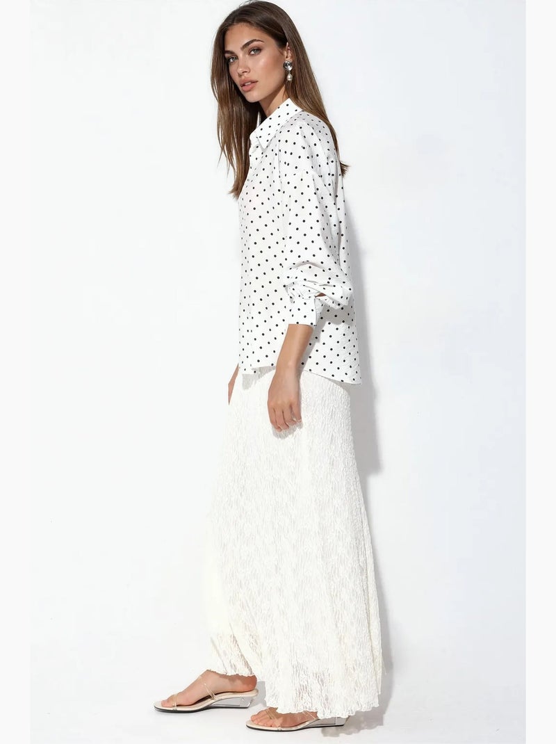 Camisa oversized de crepe com bolinhas bdart Branco - Kiabi