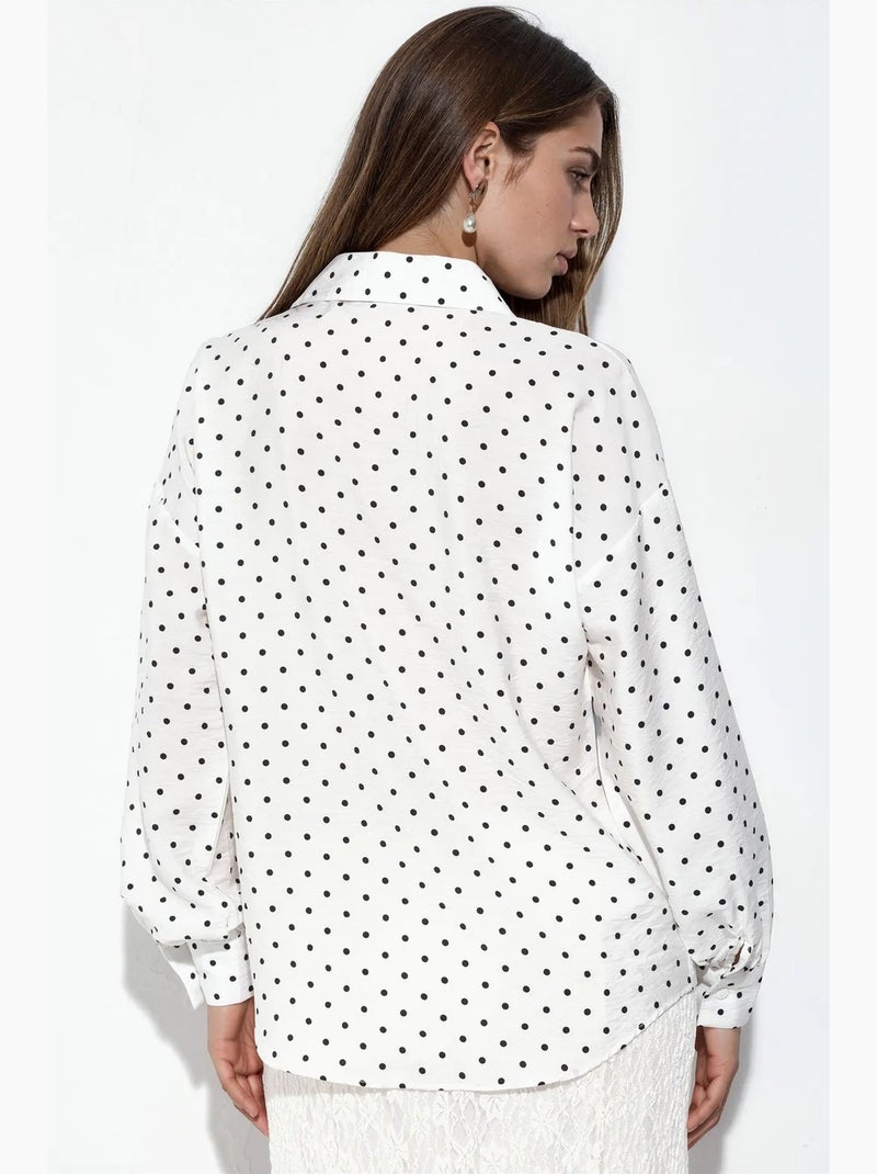 Camisa oversized de crepe com bolinhas bdart Branco - Kiabi