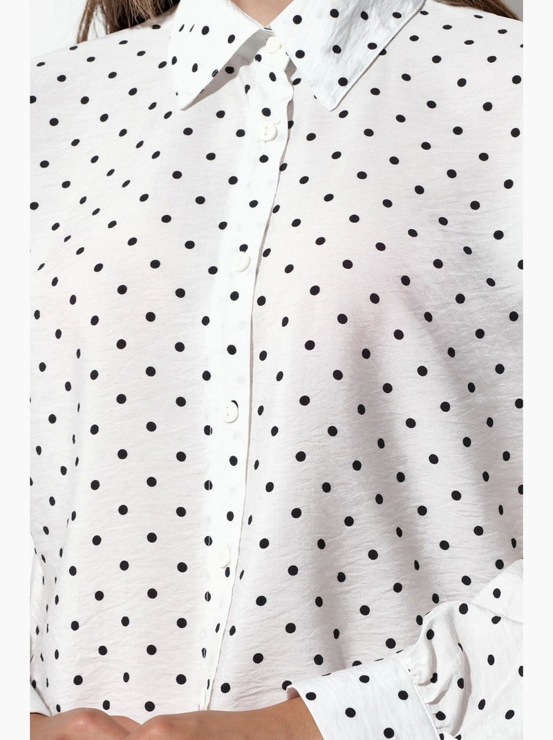 Camisa oversized de crepe com bolinhas bdart Branco - Kiabi