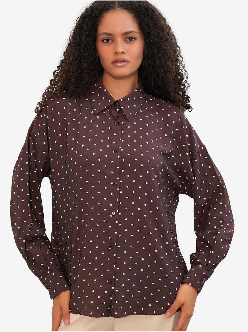 Camisa oversized de crepe com bolinhas bdart Castanho - Kiabi