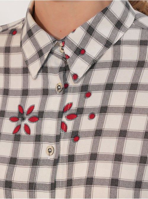 Camisa oversized de crepe xadrez bdart - Kiabi