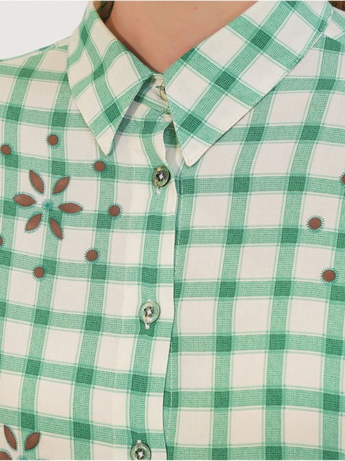 Camisa oversized de crepe xadrez bdart - Kiabi