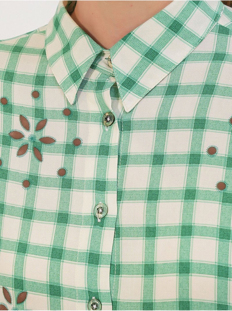 Camisa oversized de crepe xadrez bdart Verde menta - Kiabi