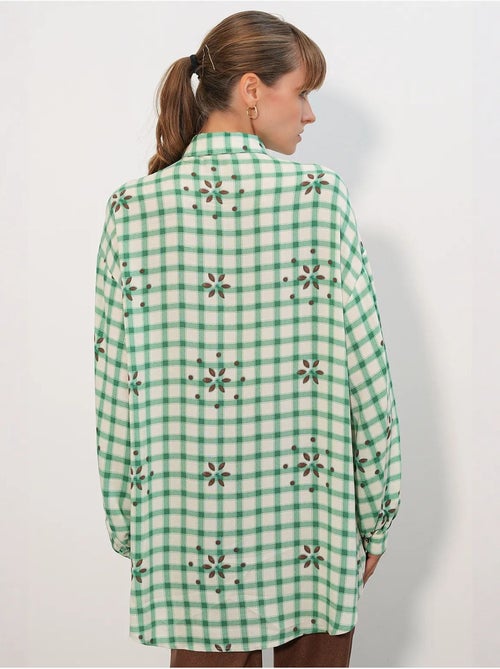 Camisa oversized de crepe xadrez bdart - Kiabi