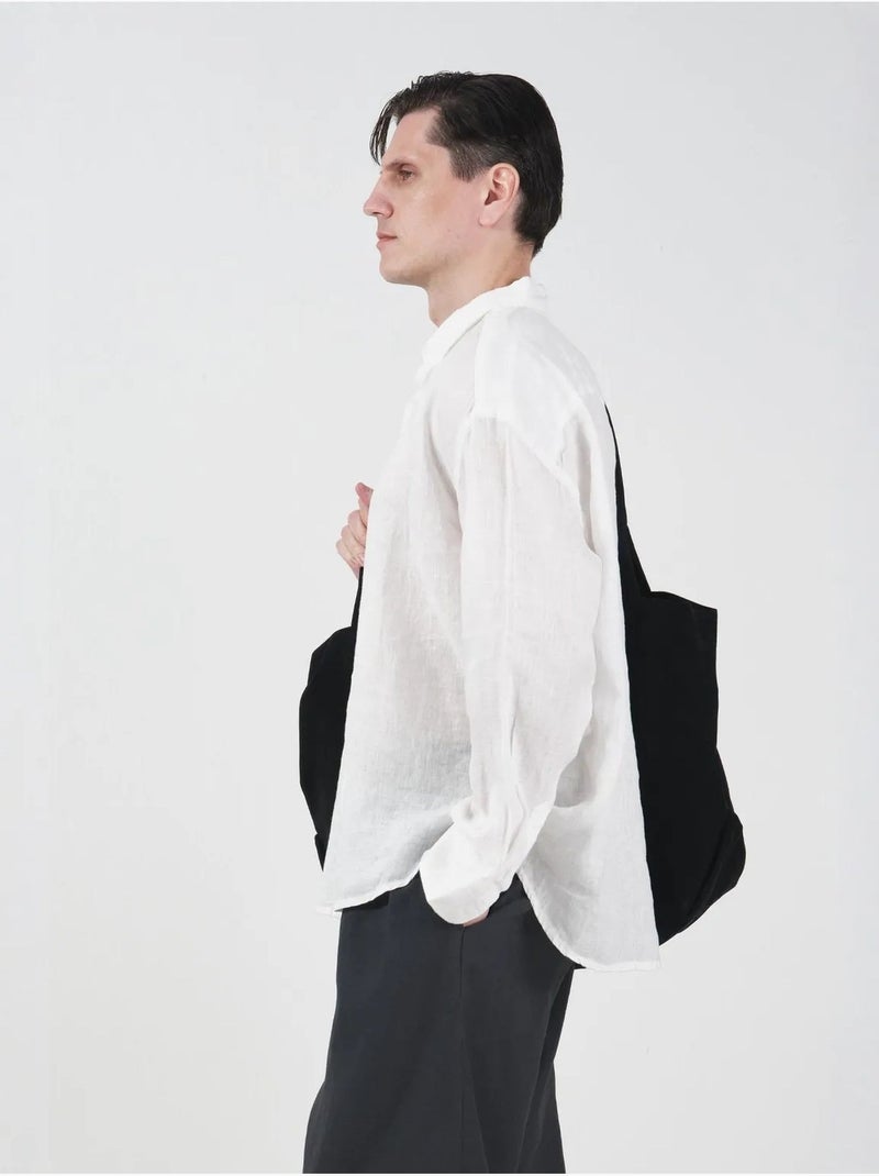 Camisa oversized de linho com botões giesto Branco - Kiabi