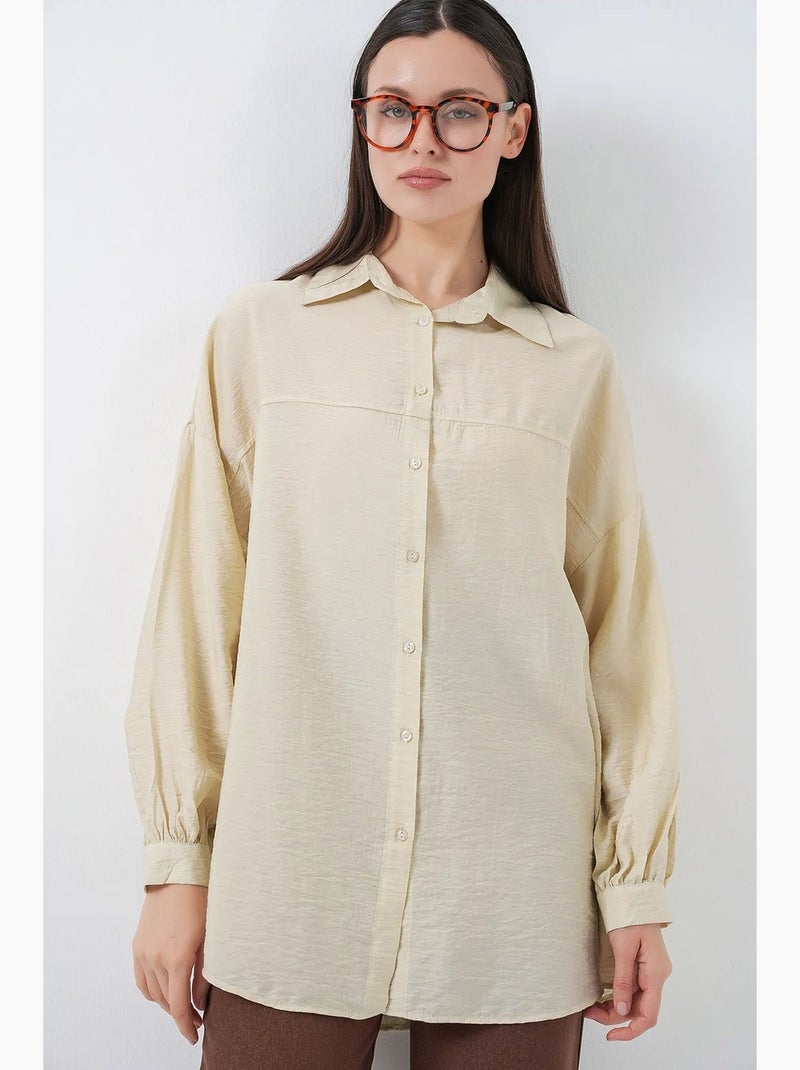 Camisa oversized de manga comprida bdart Marfim - Kiabi