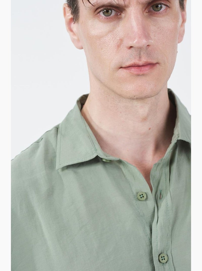 Camisa oversized de manga comprida com botões giesto Verde menta - Kiabi