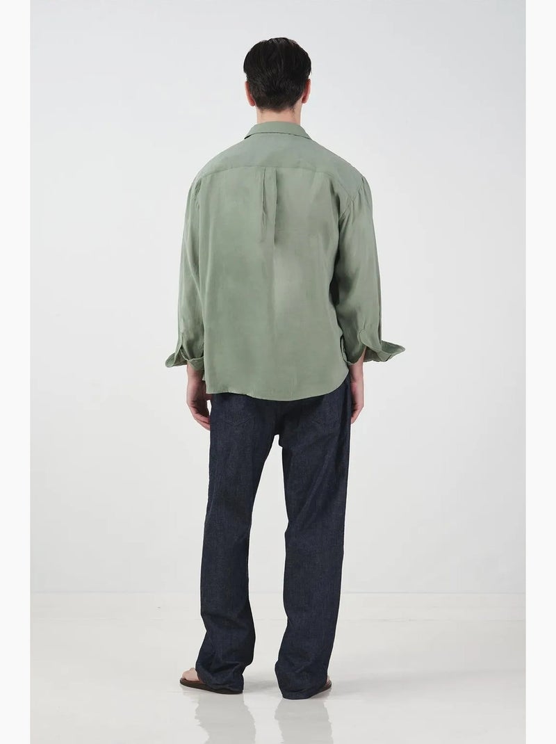 Camisa oversized de manga comprida com botões giesto Verde menta - Kiabi