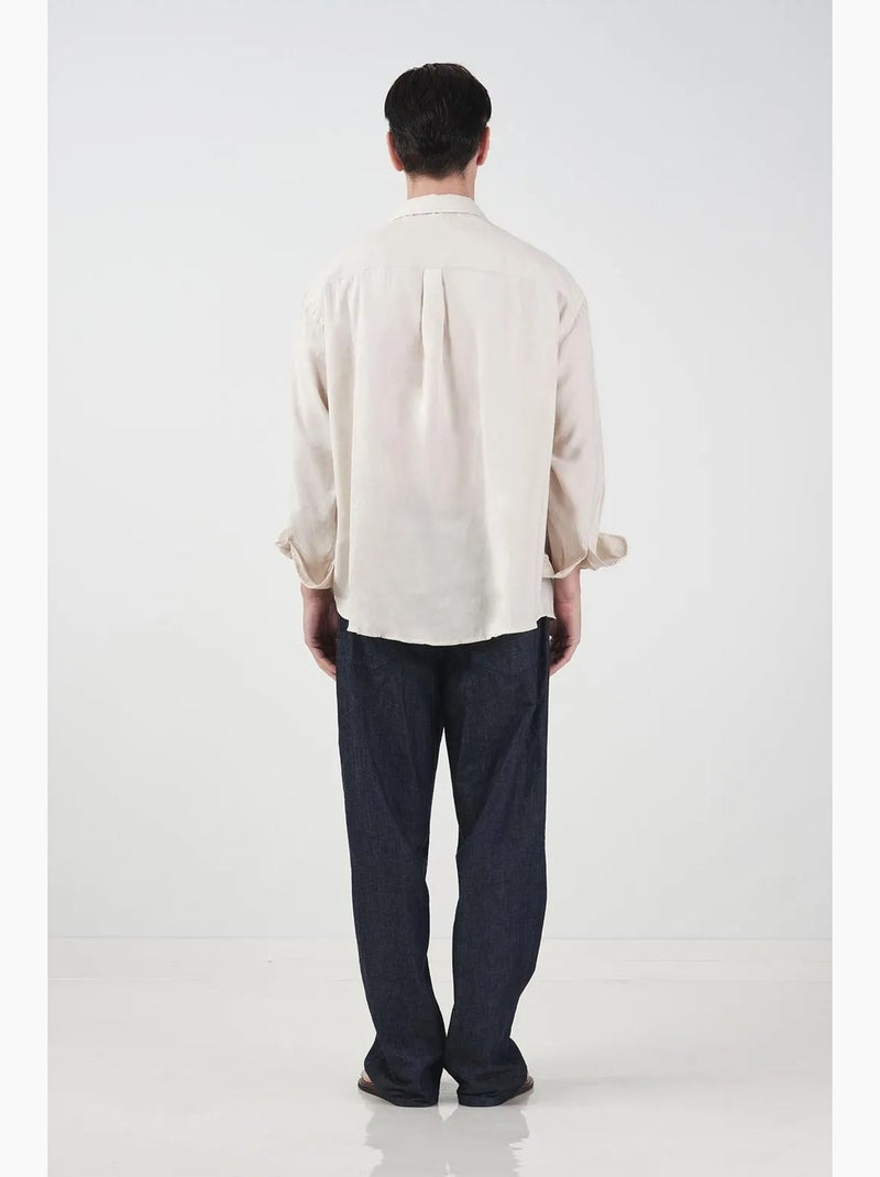 Camisa oversized de manga comprida com fecho de botões giesto Marfim - Kiabi