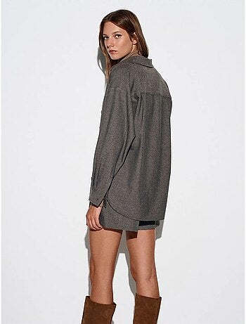 Camisa oversized de manga comprida com micromotivo dilvin