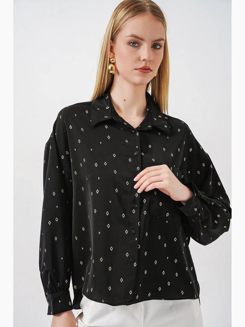 Camisa oversized de manga comprida estampada com bolso bdart - Kiabi Camisa oversized de manga comprida estampada com bolso bdart - Kiabi