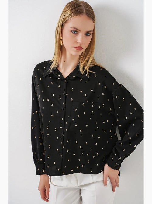 Camisa oversized de manga comprida estampada com bolso bdart - Kiabi Camisa oversized de manga comprida estampada com bolso bdart - Kiabi