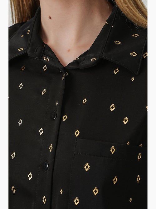 Camisa oversized de manga comprida estampada com bolso bdart - Kiabi Camisa oversized de manga comprida estampada com bolso bdart - Kiabi