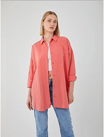 Camisa oversized de popelina com botões e manga comprida mixray