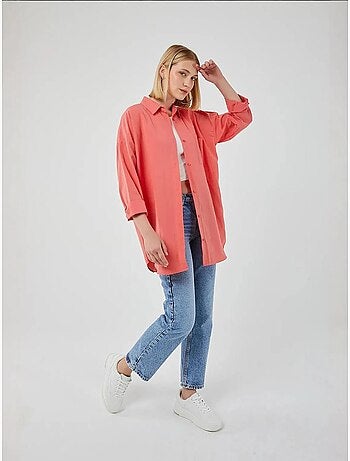Camisa oversized de popelina com botões e manga comprida mixray