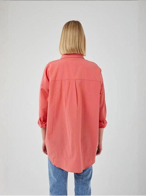 Camisa oversized de popelina com botões e manga comprida mixray - Kiabi Camisa oversized de popelina com botões e manga comprida mixray - Kiabi