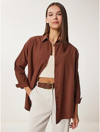 Camisa oversized de popelina com botões e mangas compridas istanbul