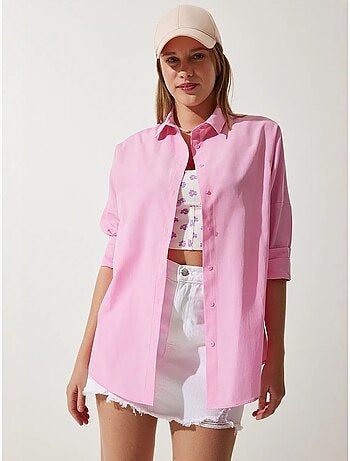 Camisa oversized de popelina com botões e mangas compridas istanbul