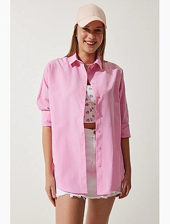 Camisa oversized de popelina com botões e mangas compridas istanbul