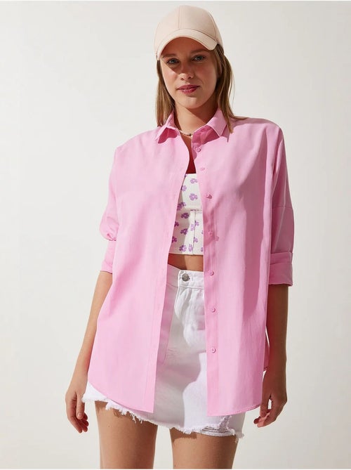 Camisa oversized de popelina com botões e mangas compridas istanbul - Kiabi