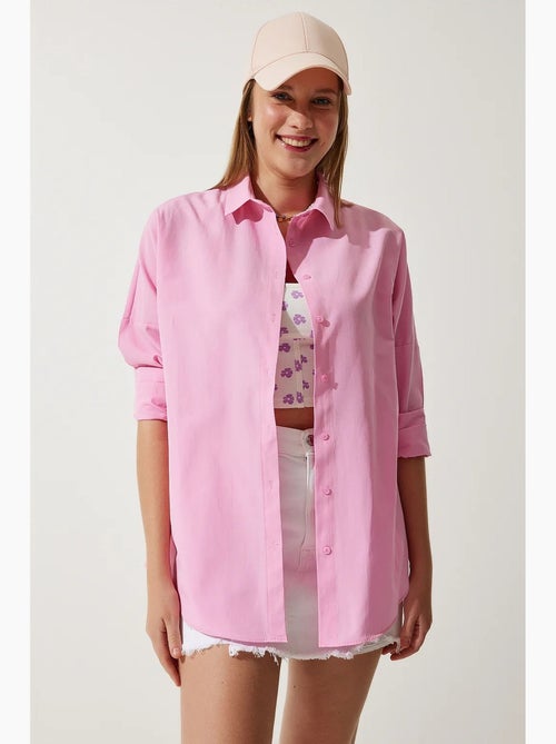 Camisa oversized de popelina com botões e mangas compridas istanbul - Kiabi