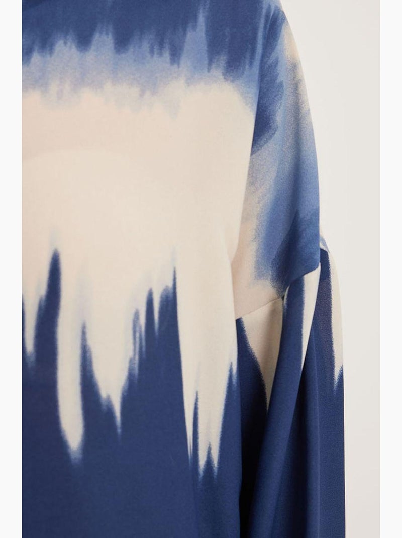Camisa oversized de tecelagem abstrata de manga comprida com fecho de botões bdart Azul-marinho - Kiabi