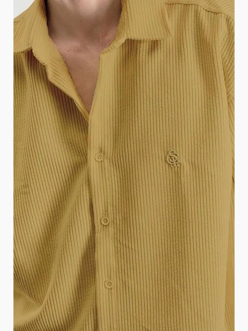 Camisa oversized de veludo com manga comprida e botões à frente giesto Âmbar - Kiabi