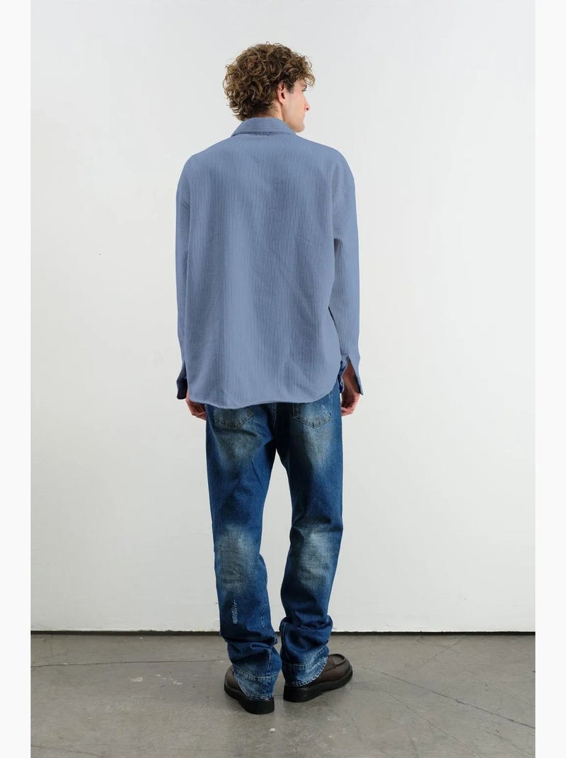 Camisa oversized de veludo giesto Azul claro - Kiabi