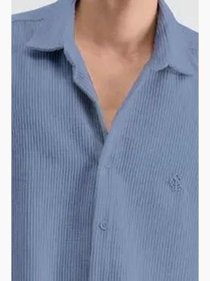 Camisa oversized de veludo giesto Azul claro - Kiabi