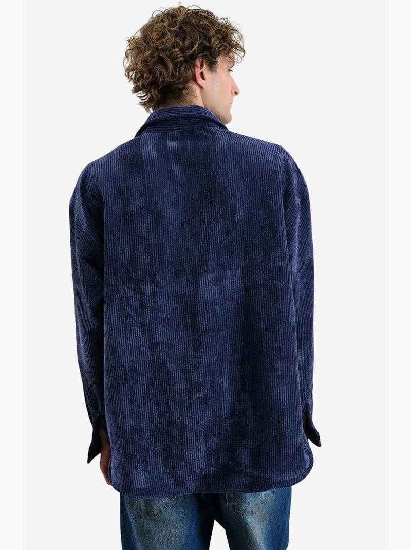 Camisa oversized de veludo giesto Azul-marinho - Kiabi