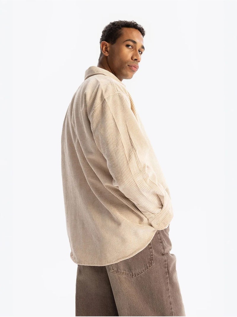 Camisa oversized de veludo giesto Bege-argila - Kiabi