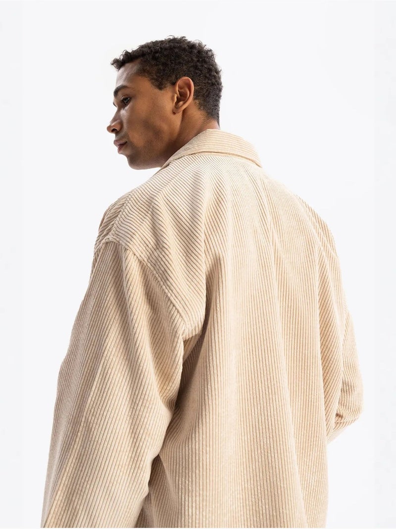 Camisa oversized de veludo giesto Bege-argila - Kiabi