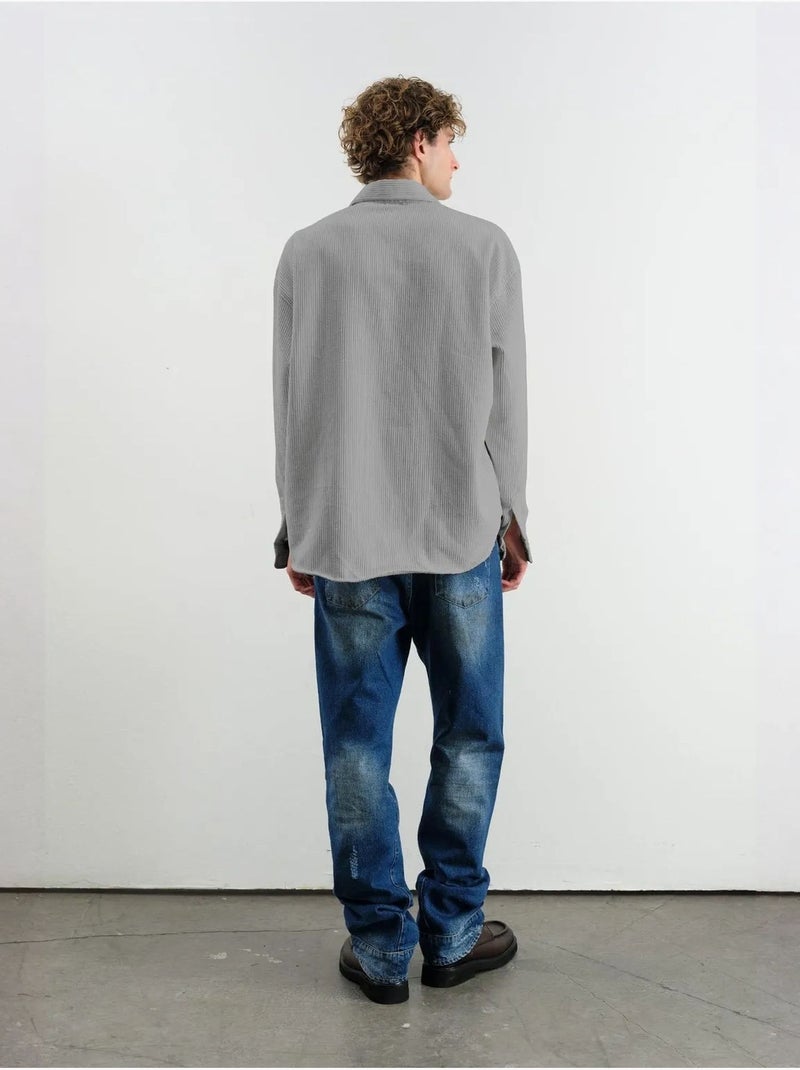 Camisa oversized de veludo giesto Cinza - Kiabi