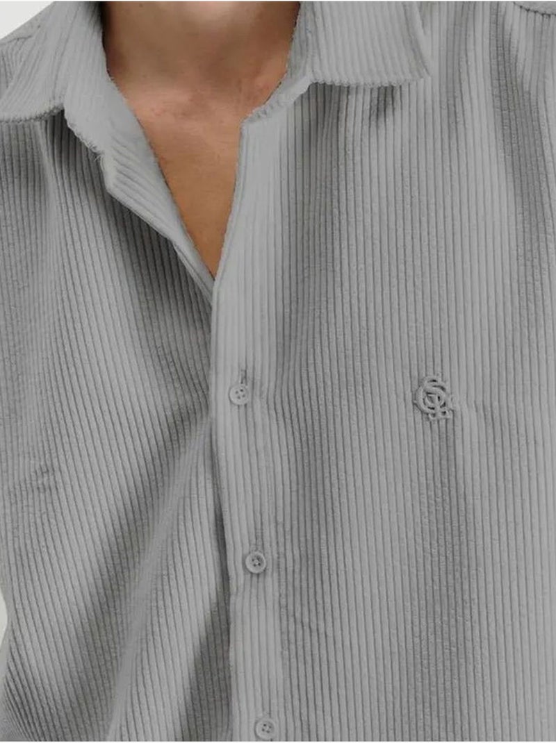 Camisa oversized de veludo giesto Cinza - Kiabi