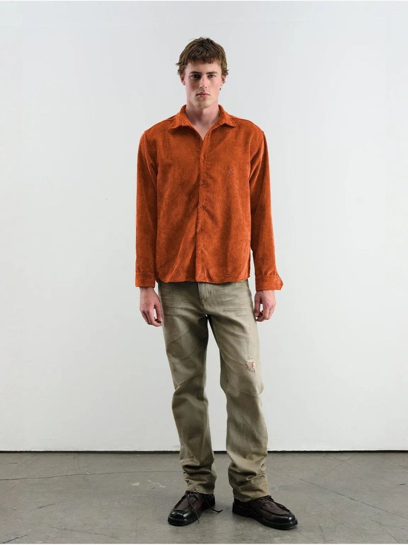 Camisa oversized de veludo giesto Laranja-mandarina - Kiabi