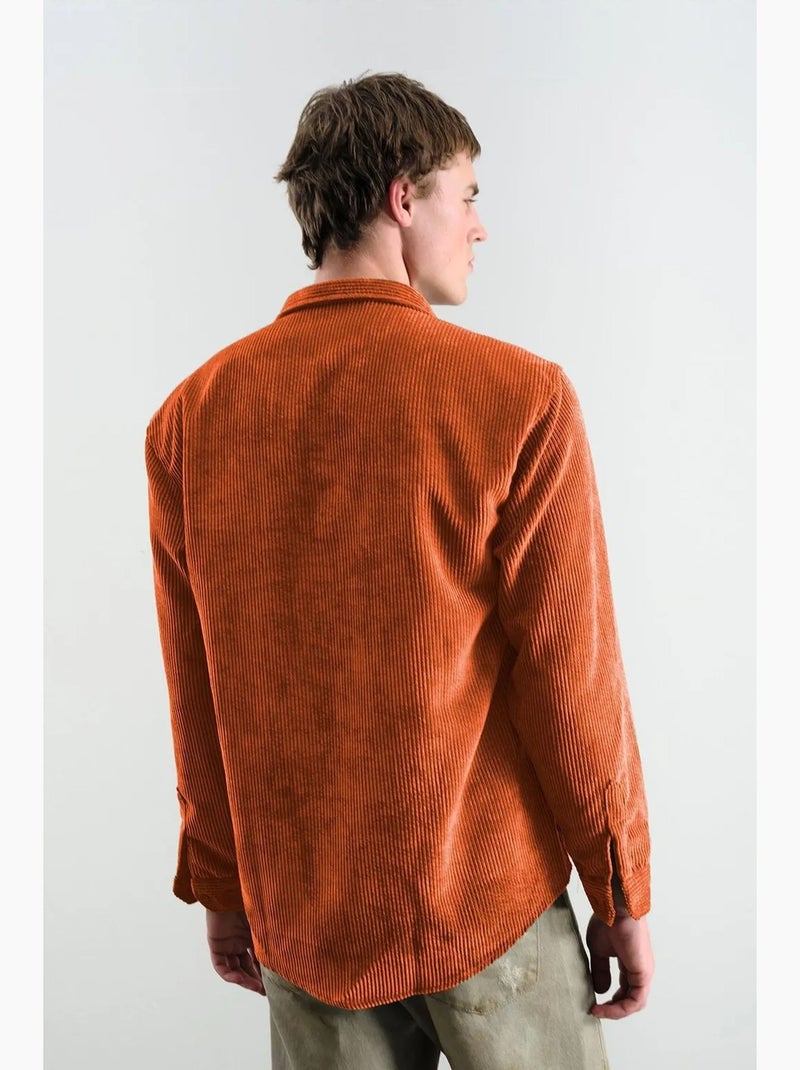 Camisa oversized de veludo giesto Laranja-mandarina - Kiabi