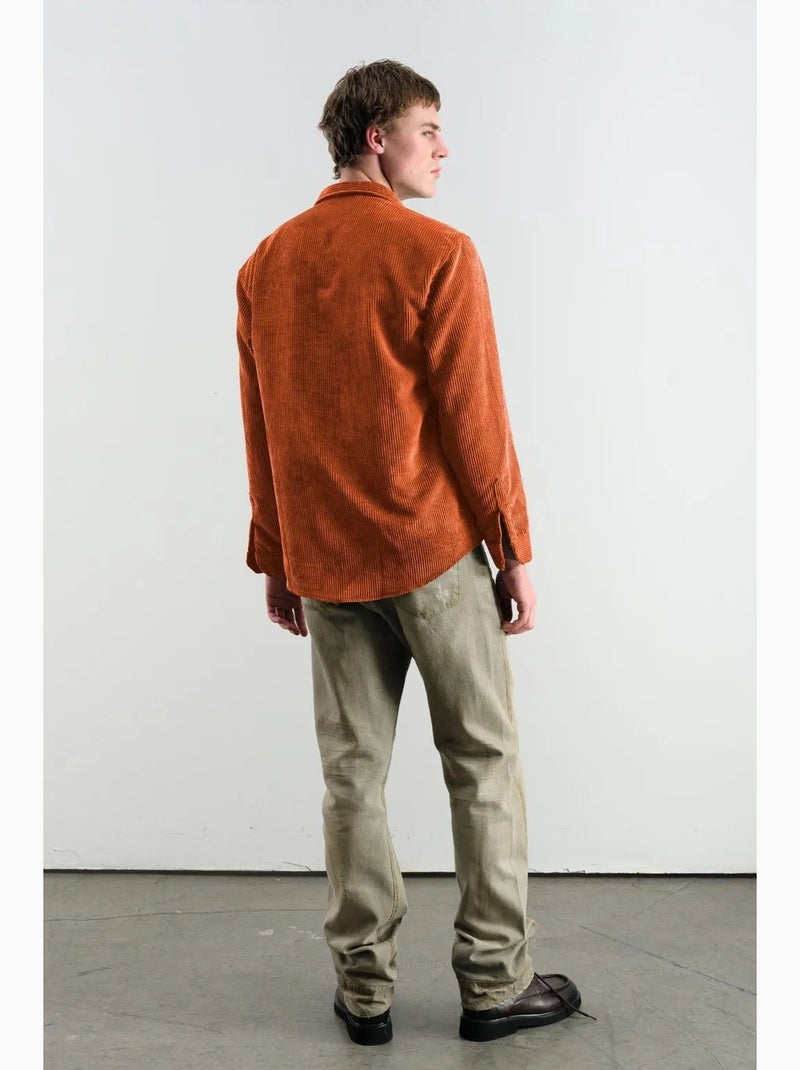 Camisa oversized de veludo giesto Laranja-mandarina - Kiabi