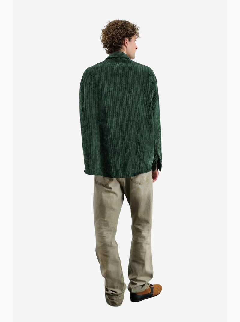 Camisa oversized de veludo giesto Verde escuro - Kiabi