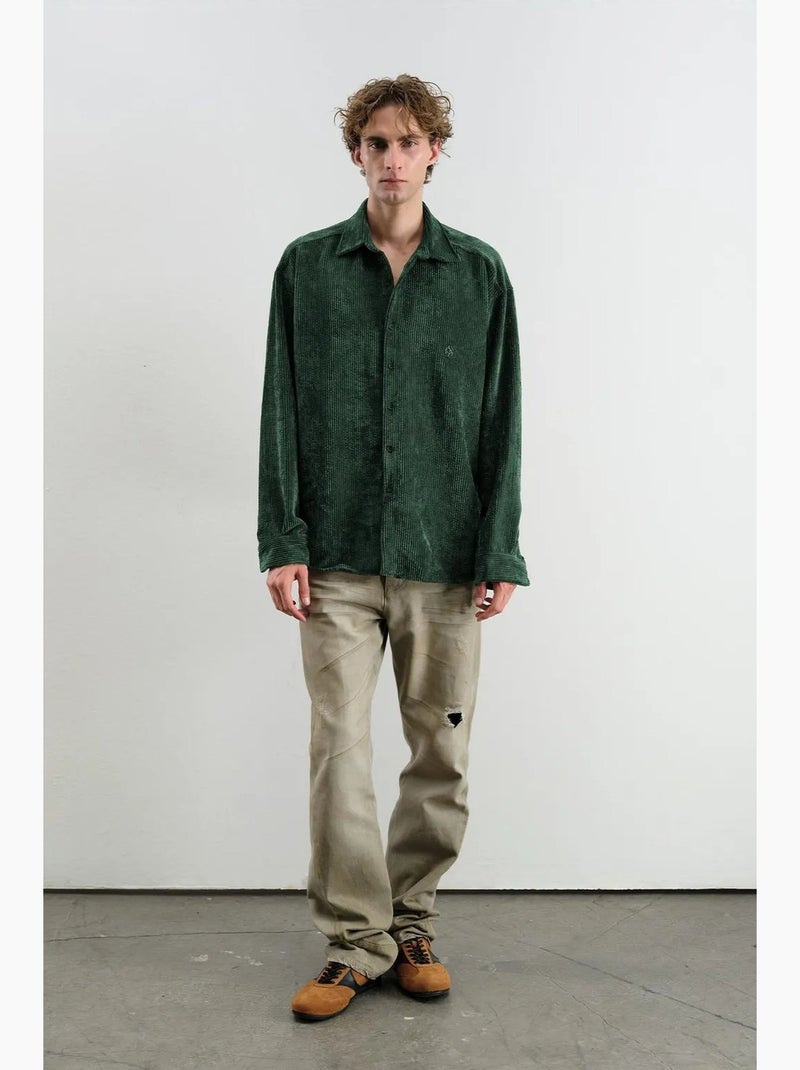 Camisa oversized de veludo giesto Verde escuro - Kiabi