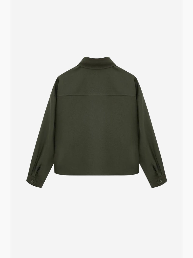 Camisa oversized em crepe com abotoamento frontal dilvin Cáqui - Kiabi