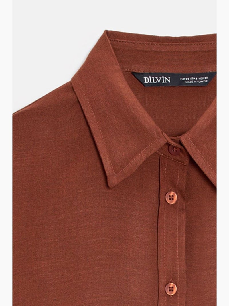 Camisa oversized em crepe com botões dilvin Terracota - Kiabi